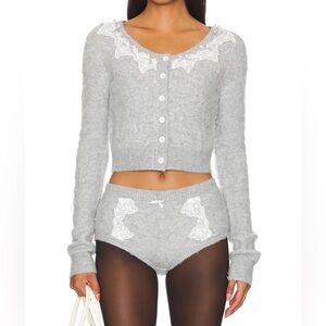 $159 NWT Gray For Love And Lemons “Arinah” Cardigan Sz XXS